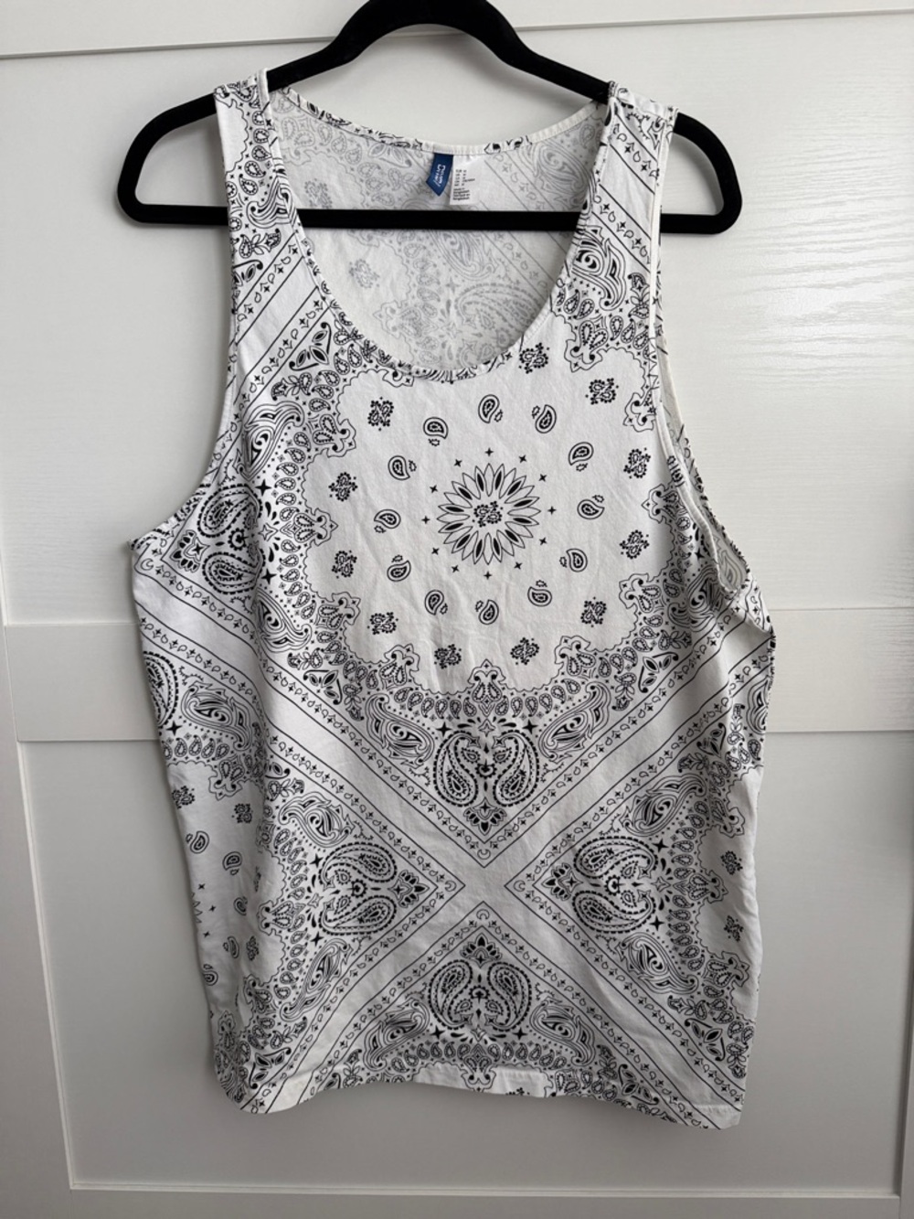 H&M White Tank Top with Black Bandana Print